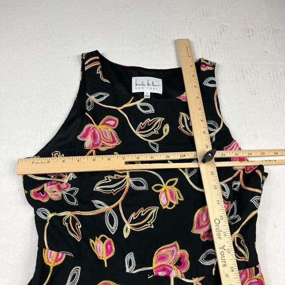 Nicole Miller Embroidered Maxi Dress Floral Side Zip Asymmetric Hem Party Size 8 - Picture 8 of 13